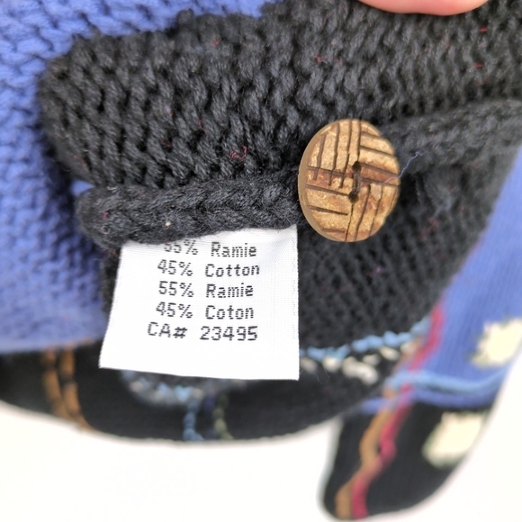 Icelandic Design Knit Cotton Cardigan Sweater Eclectic Patchwork Colorful Medium - Picture 6 of 7